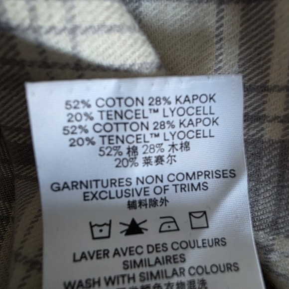 Frank & Oak Long Shirt Dress Grey Check Plaid New Sz Medium - Picture 14 of 14